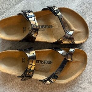 Birkenstock Mayari Gator Gleam Black leather sandals. New… never worn. Size 40.
